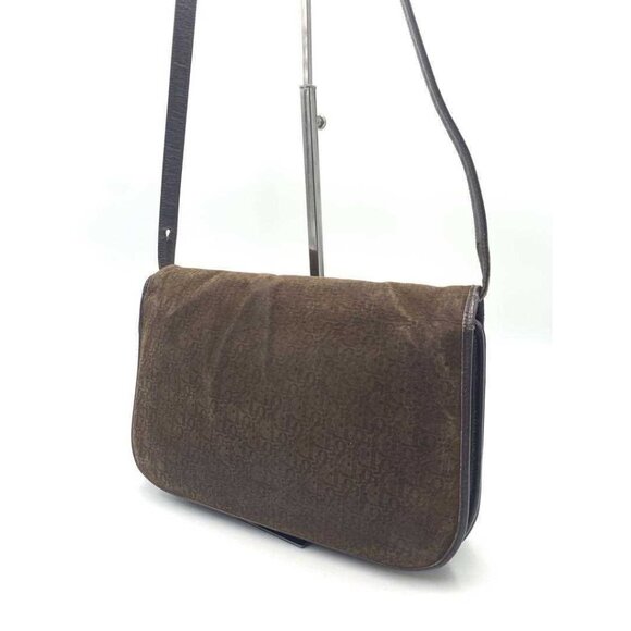 Christian Dior Two-Way Purse Brown Suede Trotter Print Leather - Picture 11 of 13